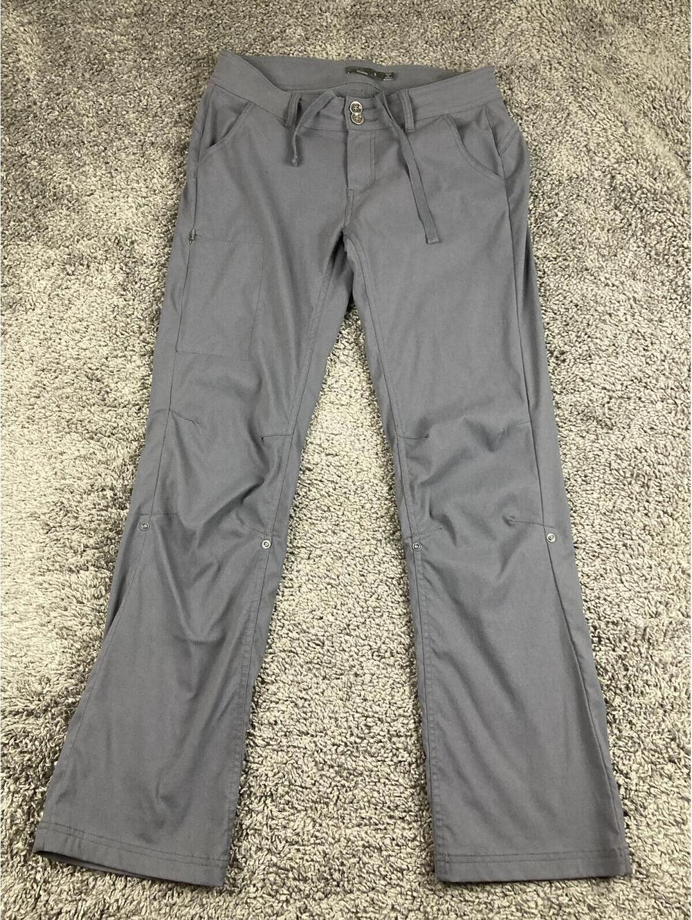 prAna Halle Pants Women's Gray Stretch Hiking Bootcut Roll Up Sz 6
